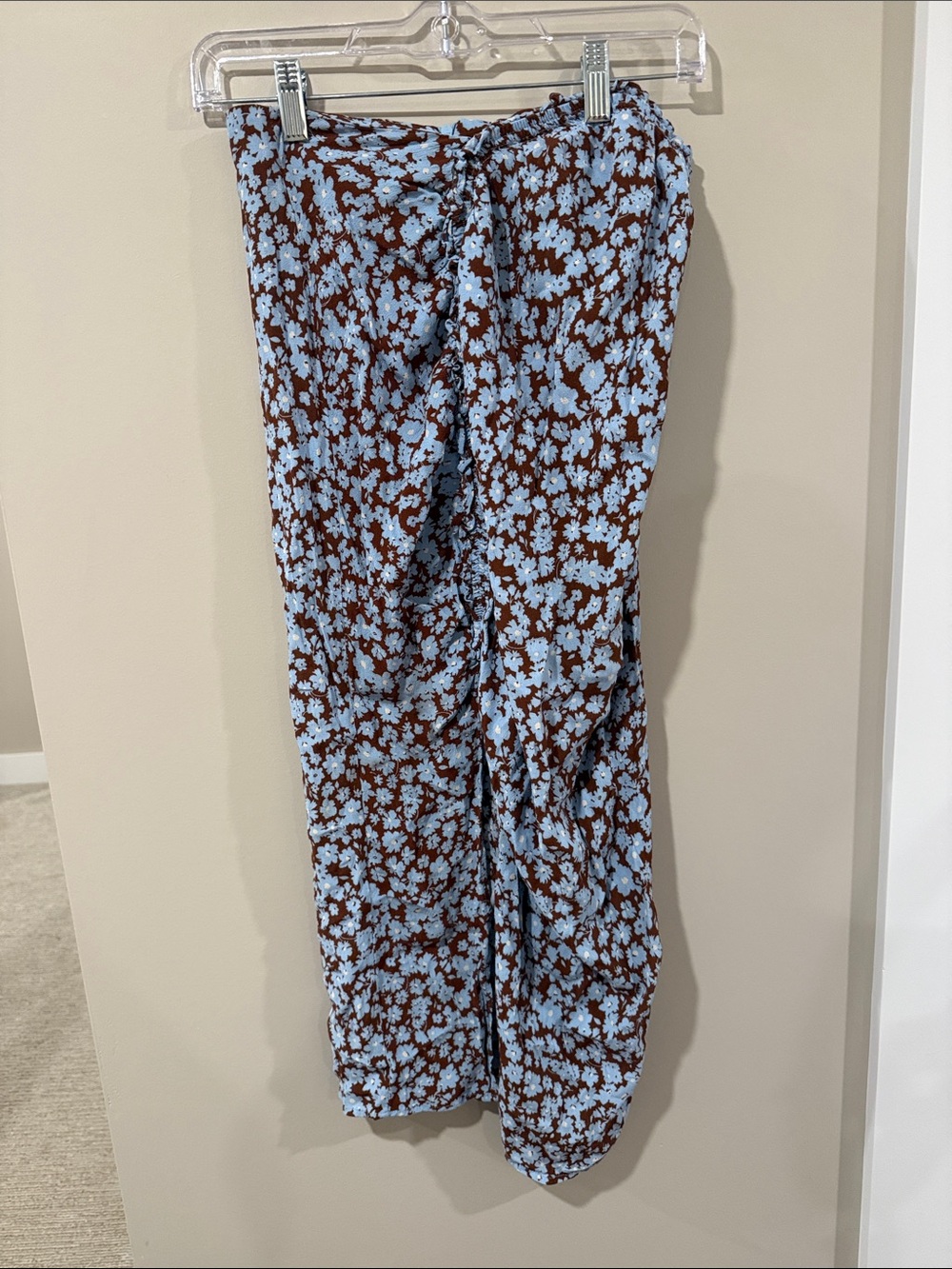 Zara Brown and Light Blue Floral Skirt